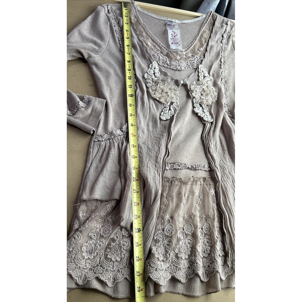 Pretty Angel Womens S Lt. Brown Lace  Layered Ethereal Coquette Tunic/Dress Boho - Picture 14 of 14